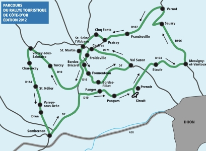 Coupes Moto Légende : itinéraire Rallye touristique de Côte d'or